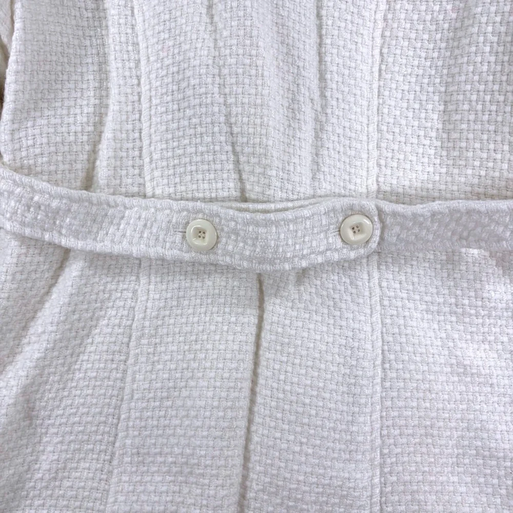 AB Studio Womens Jacket White Tweed Parisian‎ Bell Sleeve Belted Peacoat Size 12